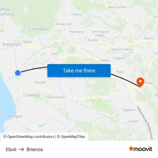 Eboli to Brienza map