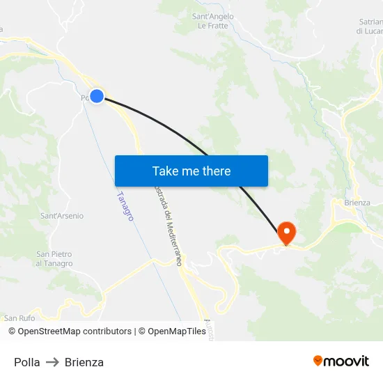 Polla to Brienza map