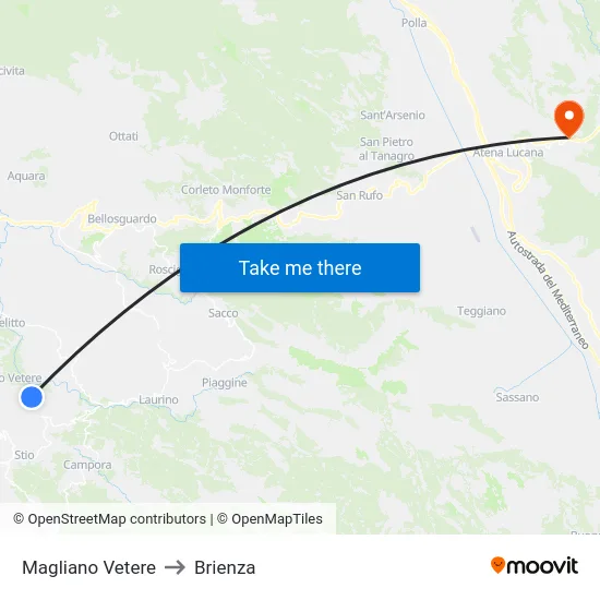 Magliano Vetere to Brienza map