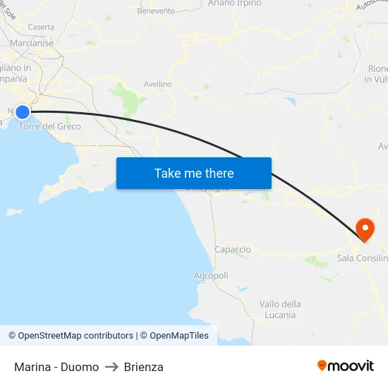 Marina - Duomo to Brienza map
