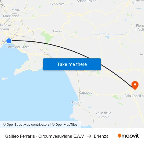 Galileo Ferraris - Circumvesuviana E.A.V. to Brienza map