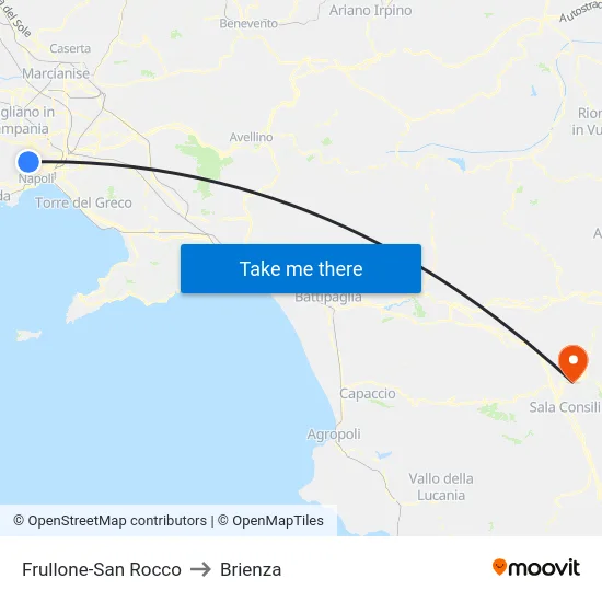 Frullone-San Rocco to Brienza map