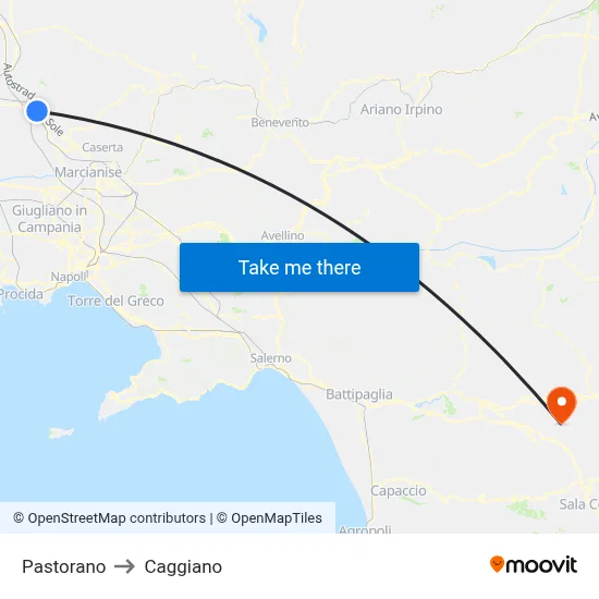 Pastorano to Caggiano map