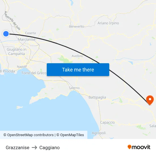 Grazzanise to Caggiano map