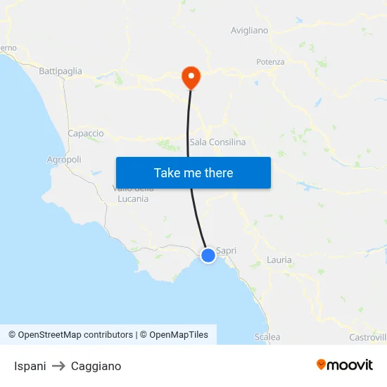 Ispani to Caggiano map
