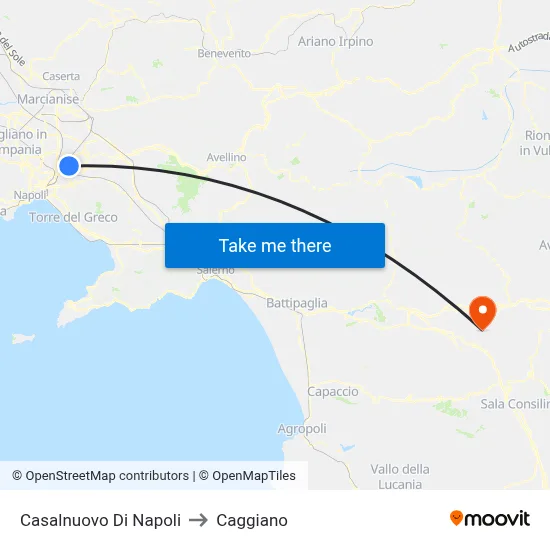 Casalnuovo di Napoli to Caggiano map