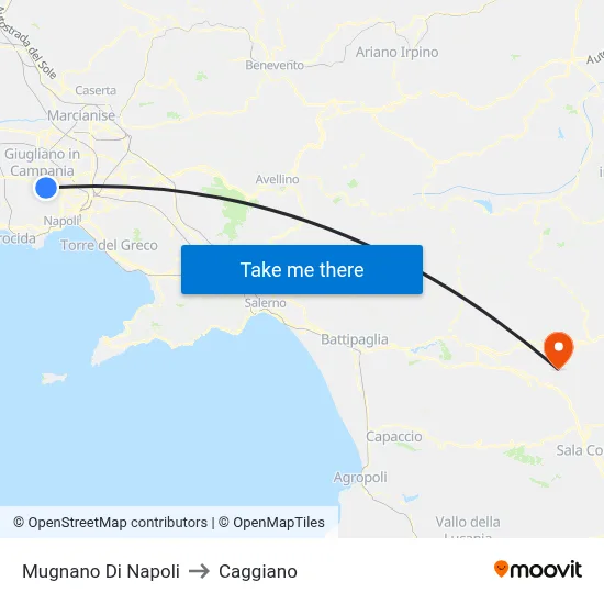 Mugnano Di Napoli to Caggiano map