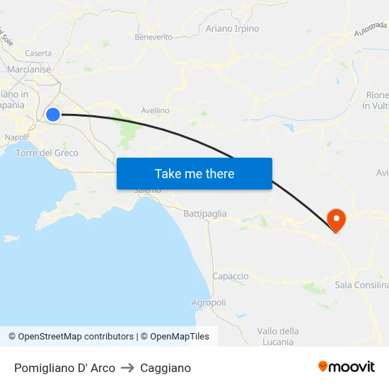 Pomigliano D' Arco to Caggiano map