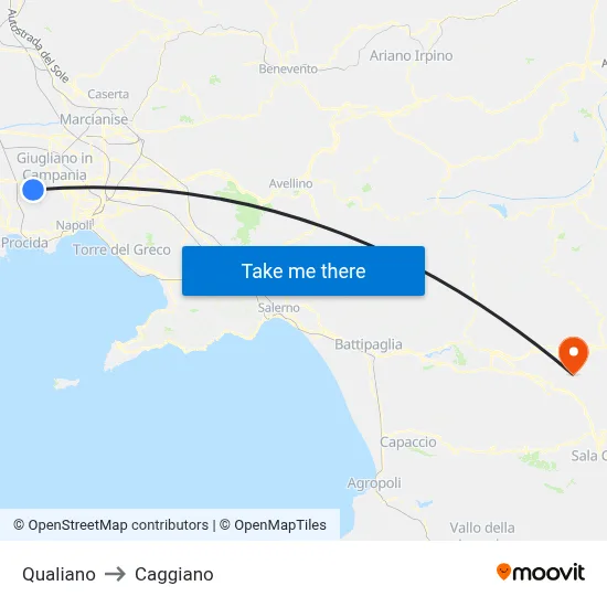 Qualiano to Caggiano map