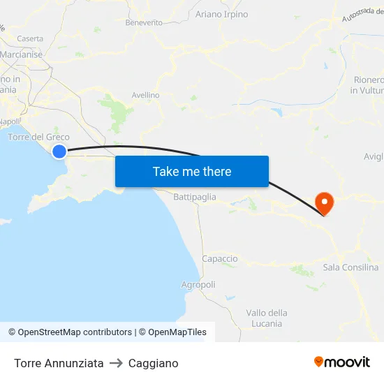 Torre Annunziata to Caggiano map