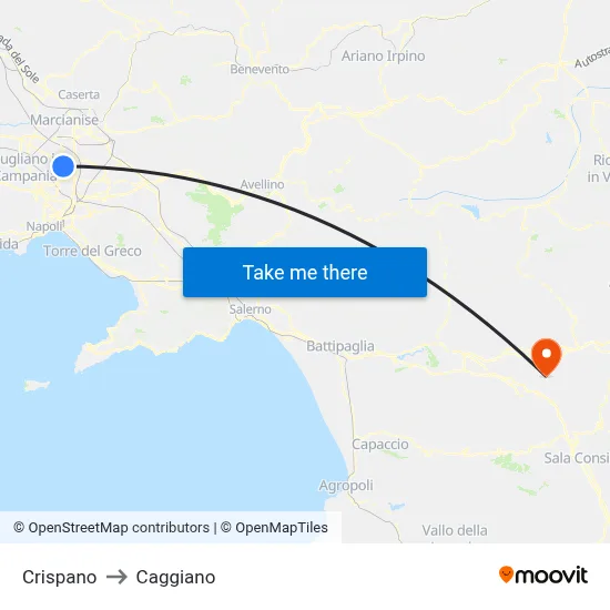 Crispano to Caggiano map