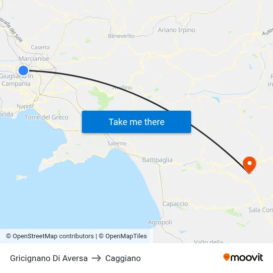 Gricignano Di Aversa to Caggiano map