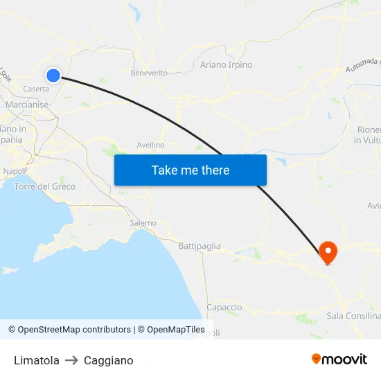 Limatola to Caggiano map