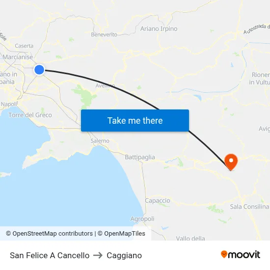 San Felice A Cancello to Caggiano map