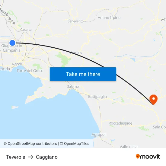 Teverola to Caggiano map