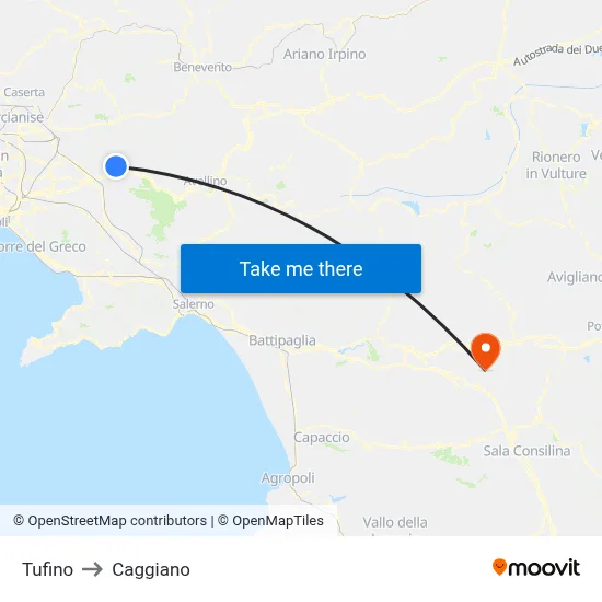 Tufino to Caggiano map
