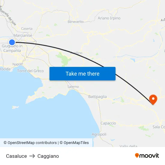 Casaluce to Caggiano map