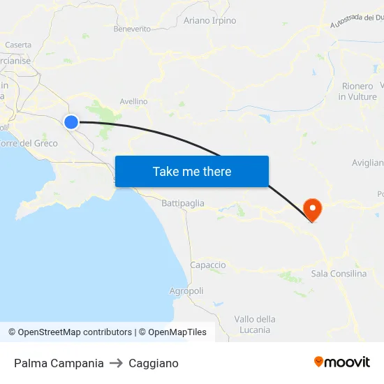 Palma Campania to Caggiano map