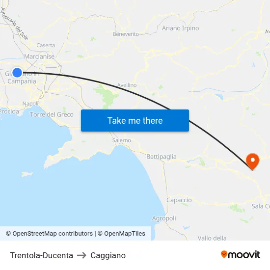 Trentola-Ducenta to Caggiano map