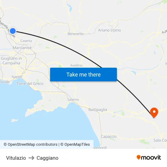 Vitulazio to Caggiano map