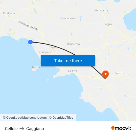 Cellole to Caggiano map