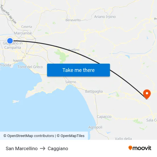 San Marcellino to Caggiano map