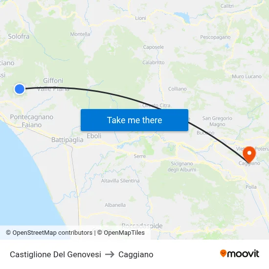 Castiglione Del Genovesi to Caggiano map