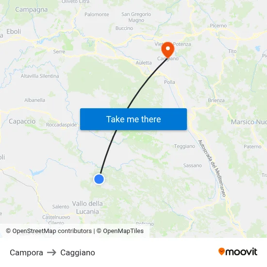 Campora to Caggiano map