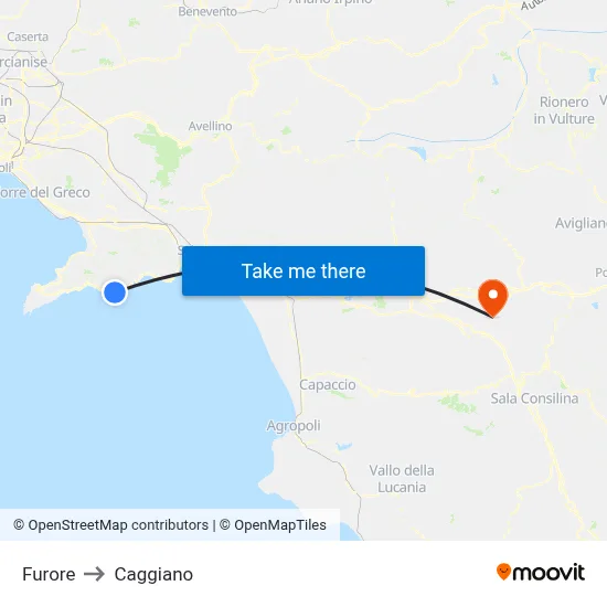 Furore to Caggiano map