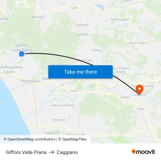Giffoni Valle Piana to Caggiano map