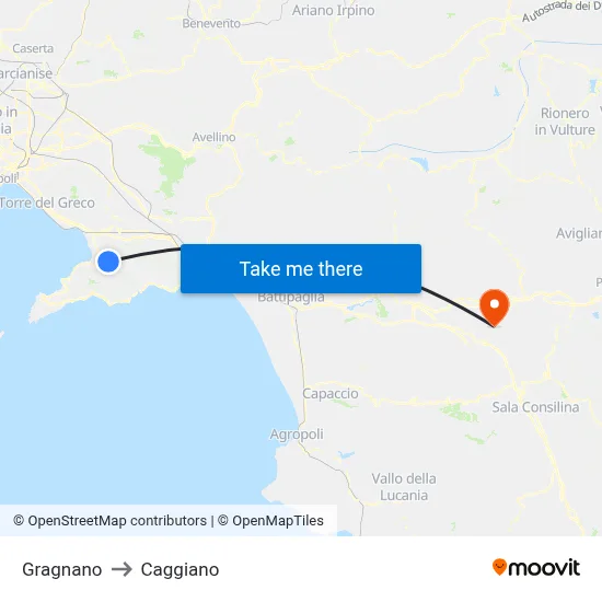 Gragnano to Caggiano map