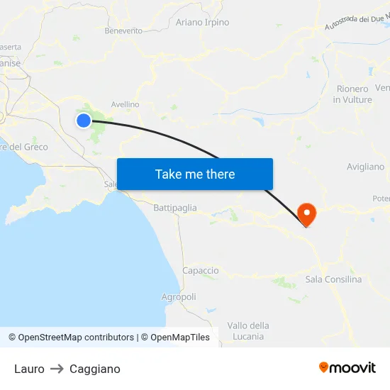 Lauro to Caggiano map