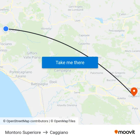 Montoro Superiore to Caggiano map