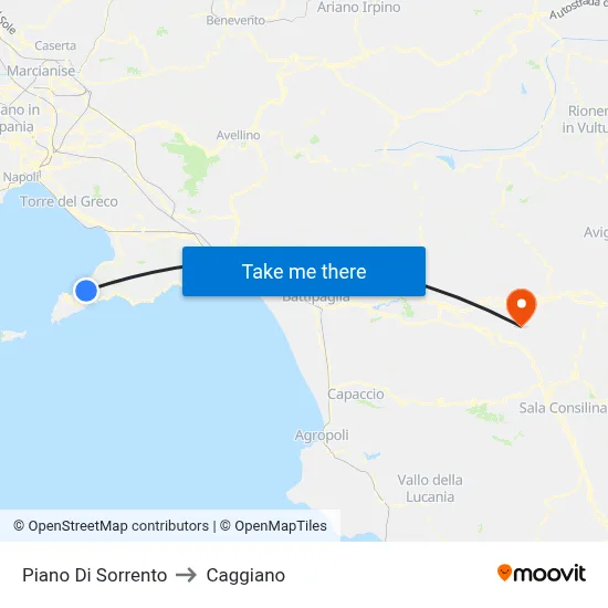 Piano Di Sorrento to Caggiano map