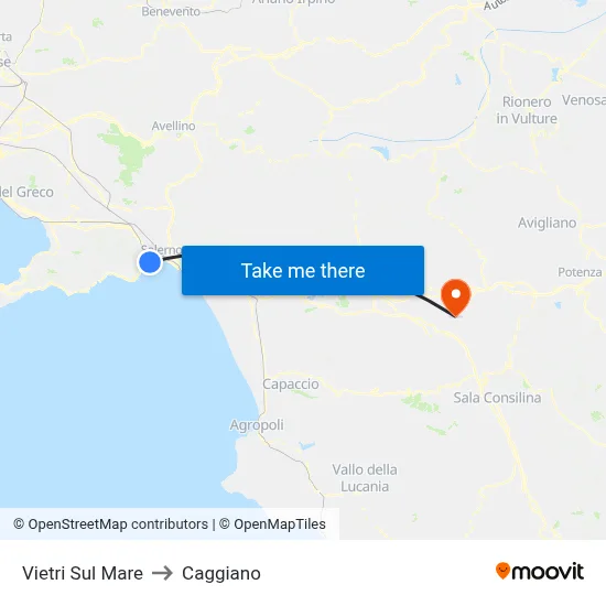 Vietri Sul Mare to Caggiano map