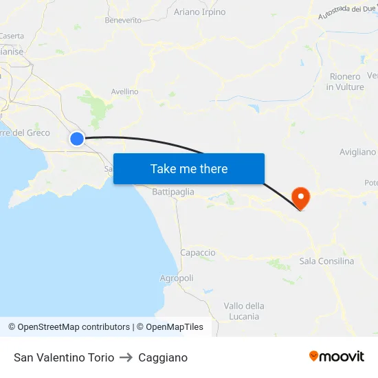 San Valentino Torio to Caggiano map