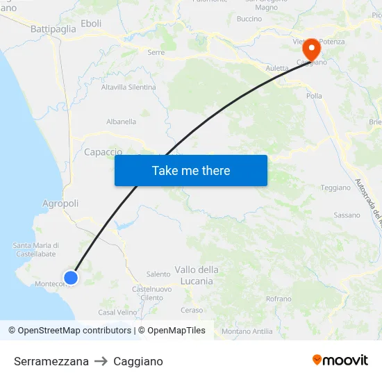 Serramezzana to Caggiano map