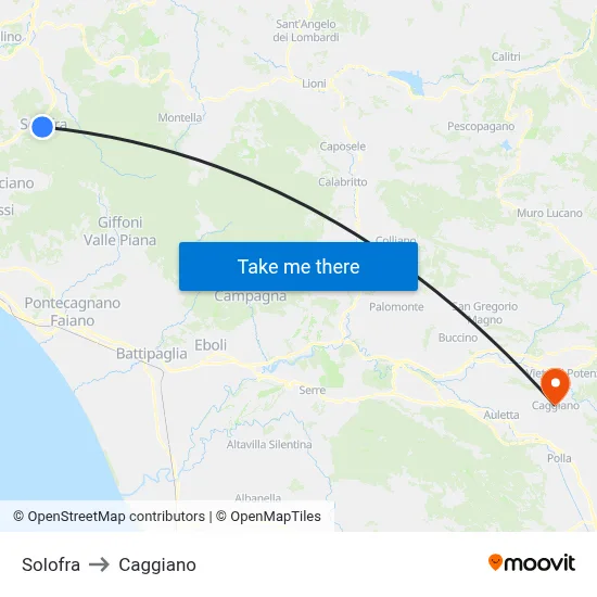 Solofra to Caggiano map