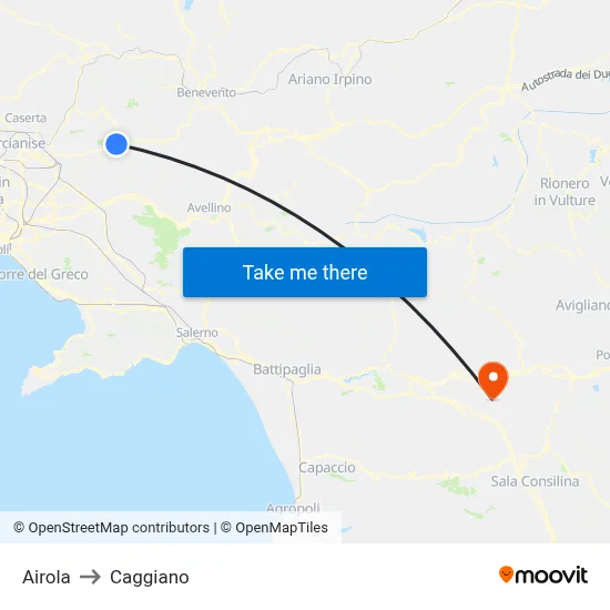 Airola to Caggiano map