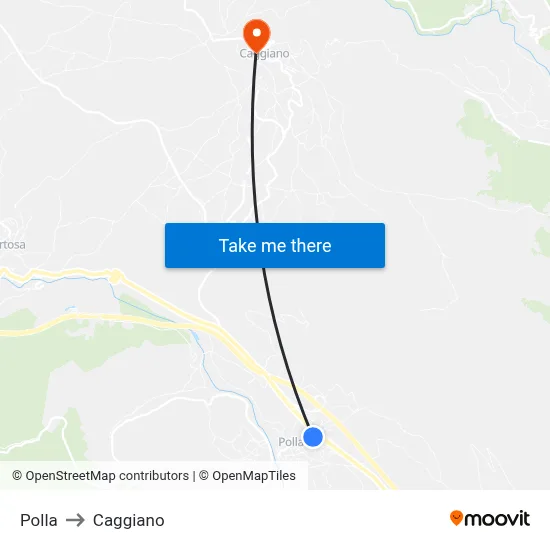 Polla to Caggiano map