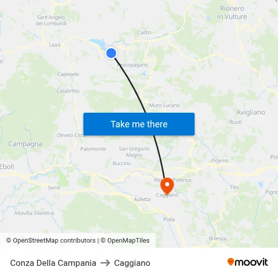 Conza Della Campania to Caggiano map