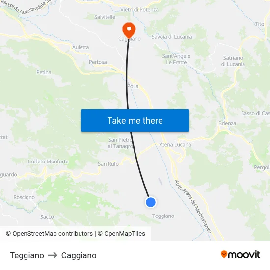 Teggiano to Caggiano map