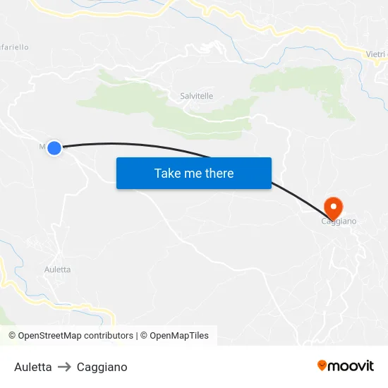 Auletta to Caggiano map
