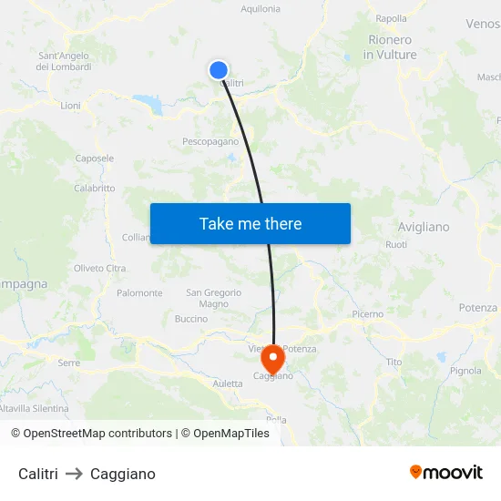 Calitri to Caggiano map