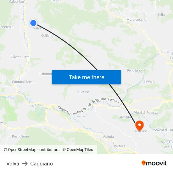 Valva to Caggiano map