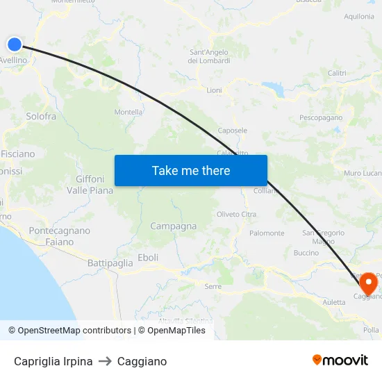 Capriglia Irpina to Caggiano map