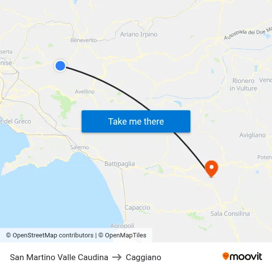 San Martino Valle Caudina to Caggiano map