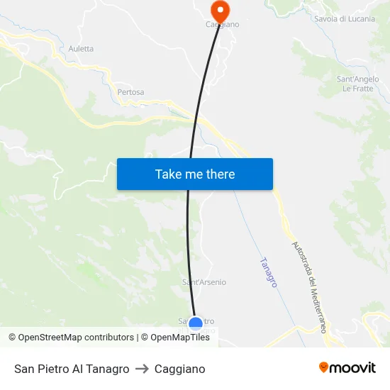 San Pietro Al Tanagro to Caggiano map