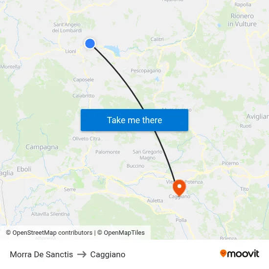 Morra De Sanctis to Caggiano map