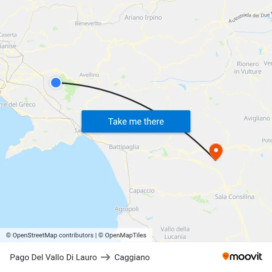 Pago Del Vallo Di Lauro to Caggiano map